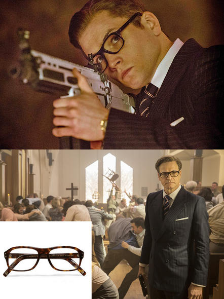 kingsman的戴帽框架眼镜除了可以让你看上去忠厚老实外,还能实时完成"