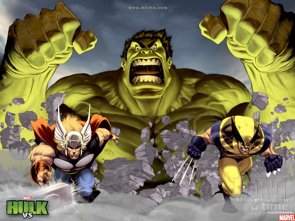 绿巨人大战金刚狼与雷神托尔